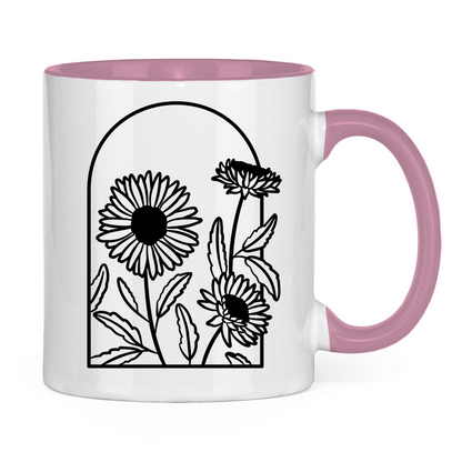 Tasse "Elegante Gänseblümchen" weiß/pink