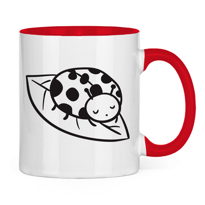 Tasse "Niedlicher Marienkäfer auf einem Blatt"