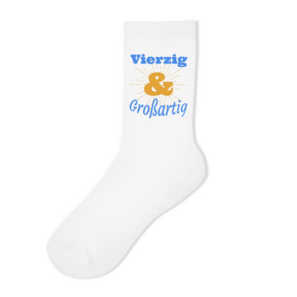 Socken "Vierzig und großartig" weiß