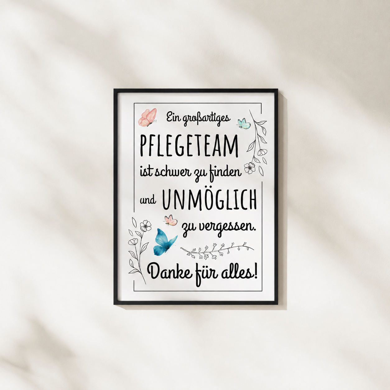 Danke Poster Pflegeteam mit Bilderrahmen