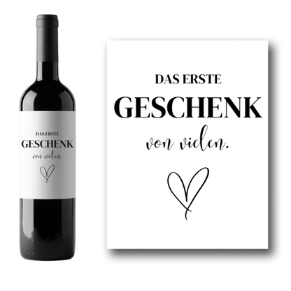 Flaschenetikett "Erstes Geschenk für den Freund"