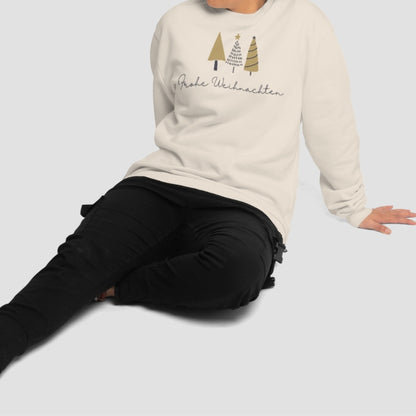 Damen Premium Bio Sweatshirt "Frohe Weihnachten" (3 minimalistische Weihnachtsbäume)