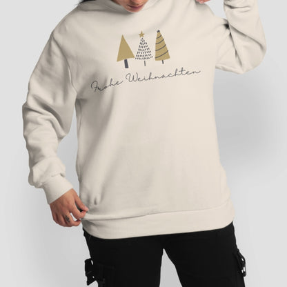 Damen Premium Bio Sweatshirt "Frohe Weihnachten" (3 minimalistische Weihnachtsbäume)