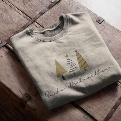 Damen Premium Bio Sweatshirt "Frohe Weihnachten" (3 minimalistische Weihnachtsbäume)