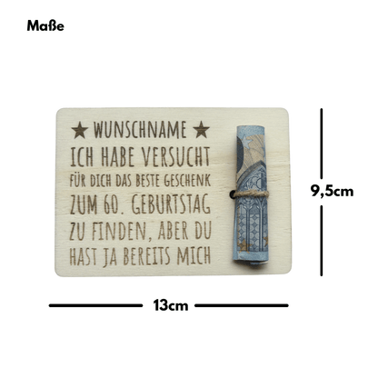 Geldgeschenk Karte Holz Geburtstag personalisiert Maße