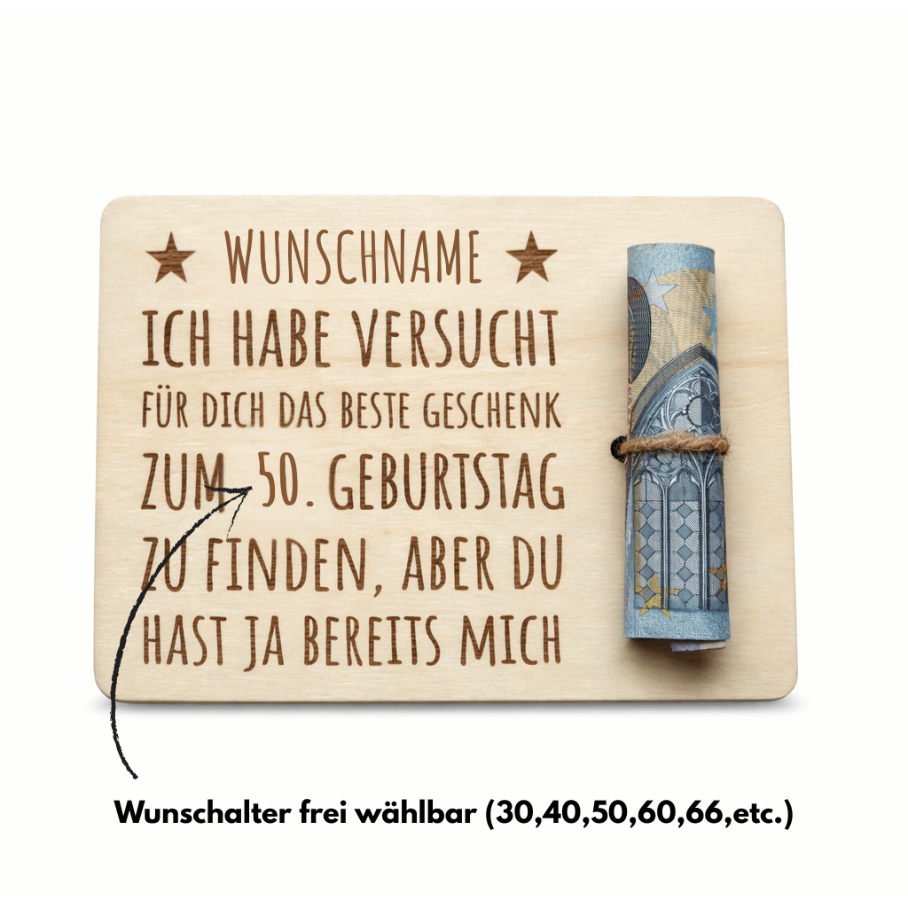 Geldgeschenk Karte Holz Geburtstag personalisiert