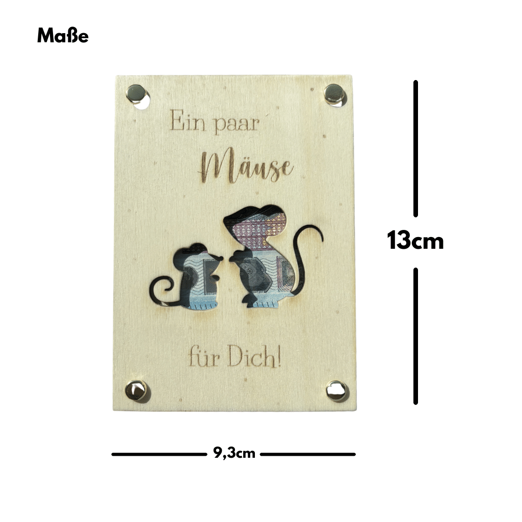 Geldgeschenk "Ein paar Mäuse für dich" (Holz) Maße