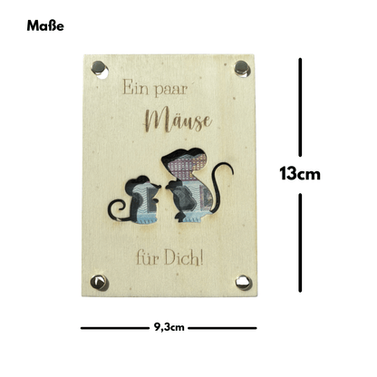 Geldgeschenk "Ein paar Mäuse für dich" (Holz) Maße