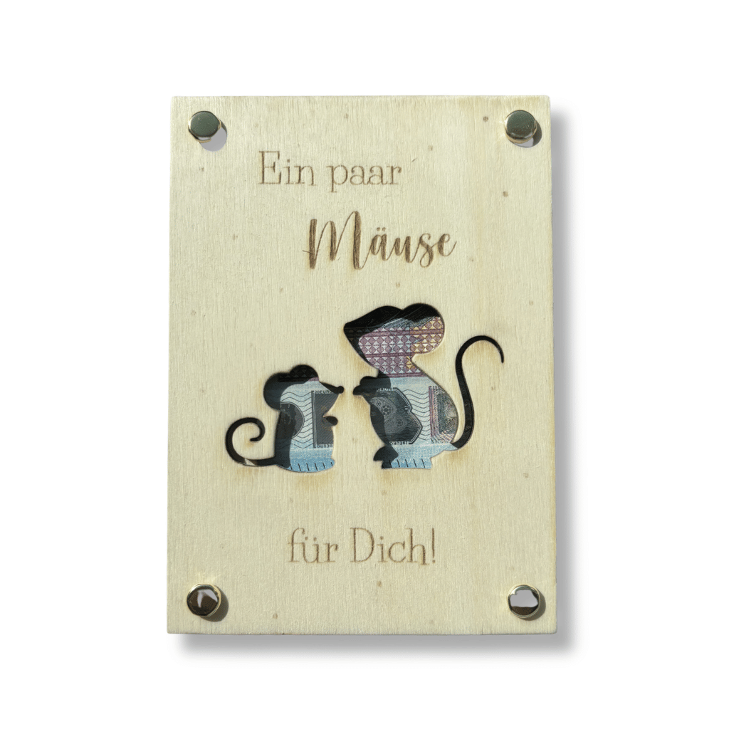 Geldgeschenk "Ein paar Mäuse für dich" (Holz)