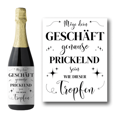 Sektetikett "Geschäftseröffnung"