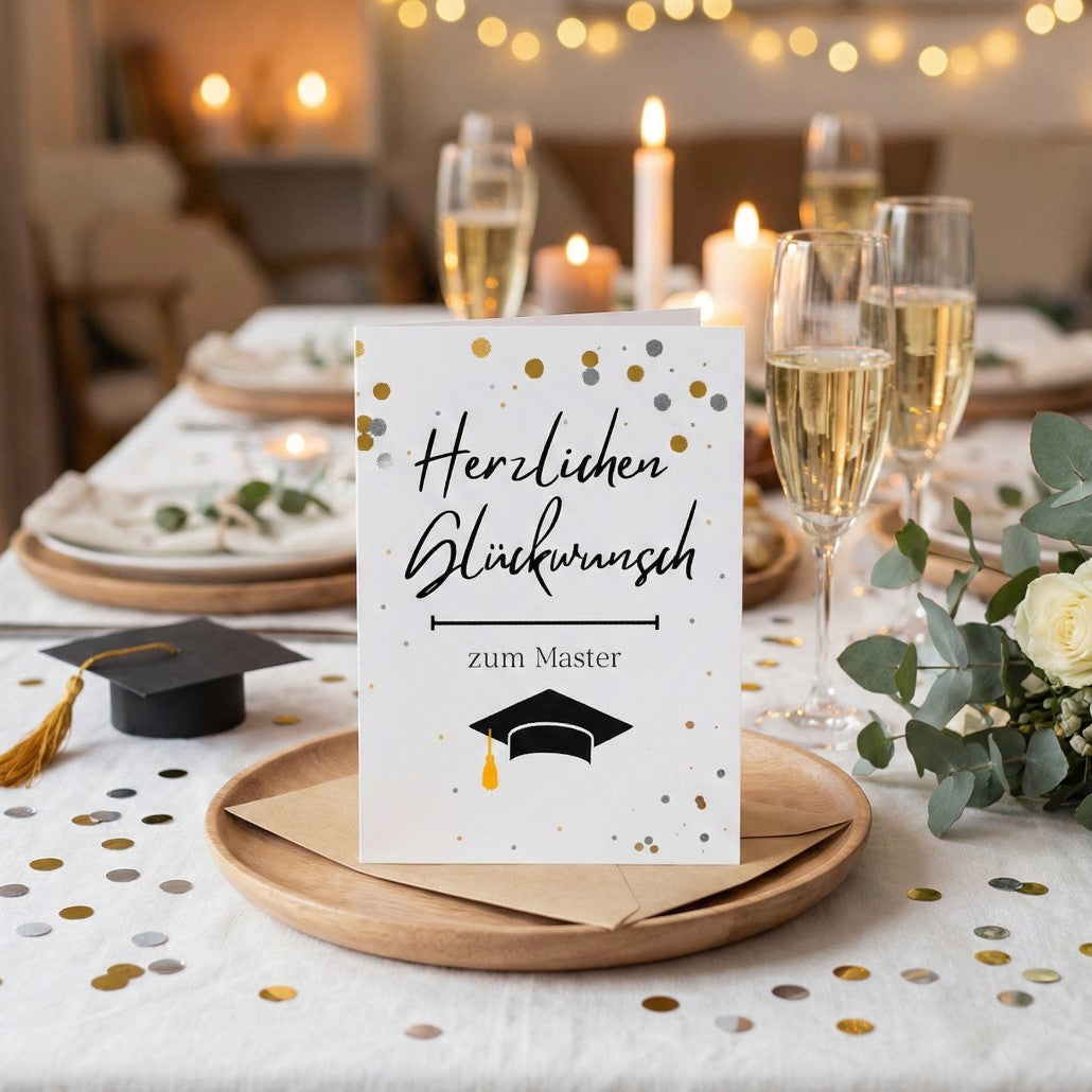 Glückwunschkarte zum Masterabschluss