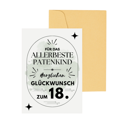 Geburtstagskarte Patenkind 18. Geburtstag