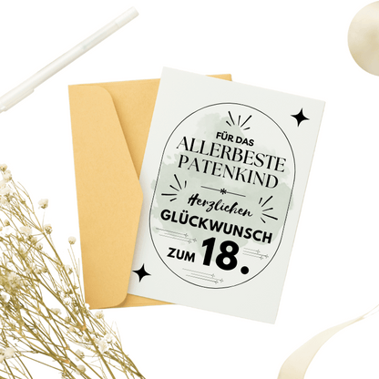 Geburtstagskarte Patenkind 18. Geburtstag