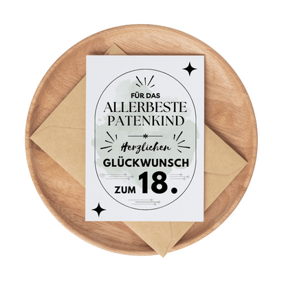 Geburtstagskarte Patenkind 18. Geburtstag
