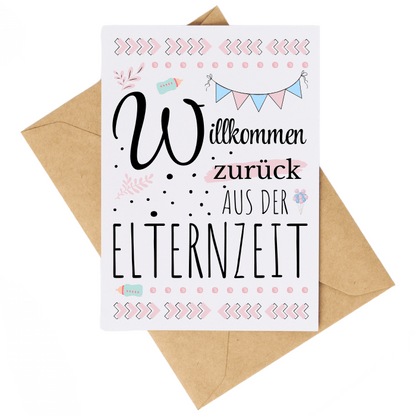 Karte "Willkommen zurück aus der Elternzeit"