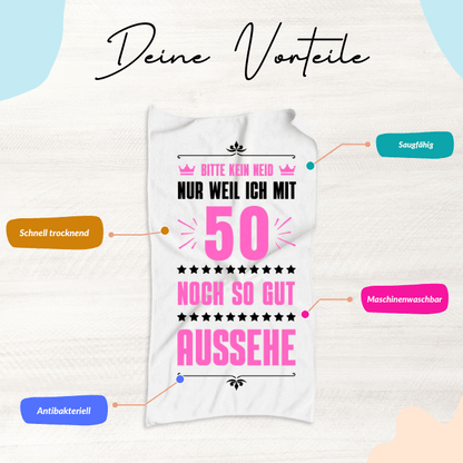 Sport-Handtuch zum 50. Geburtstag für Frauen (140x70cm)