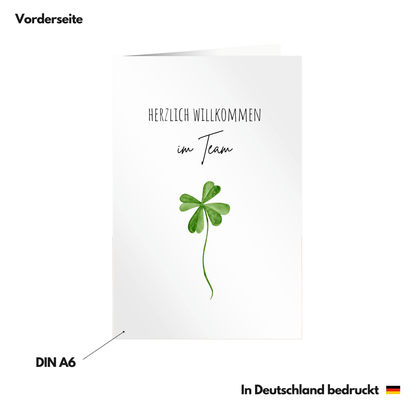Herzlich willkommen im Team Karte Vorderseite