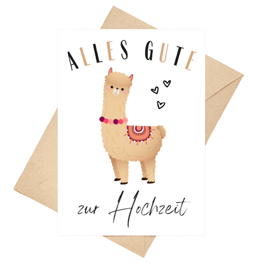 Hochzeitskarte "Alpaka"