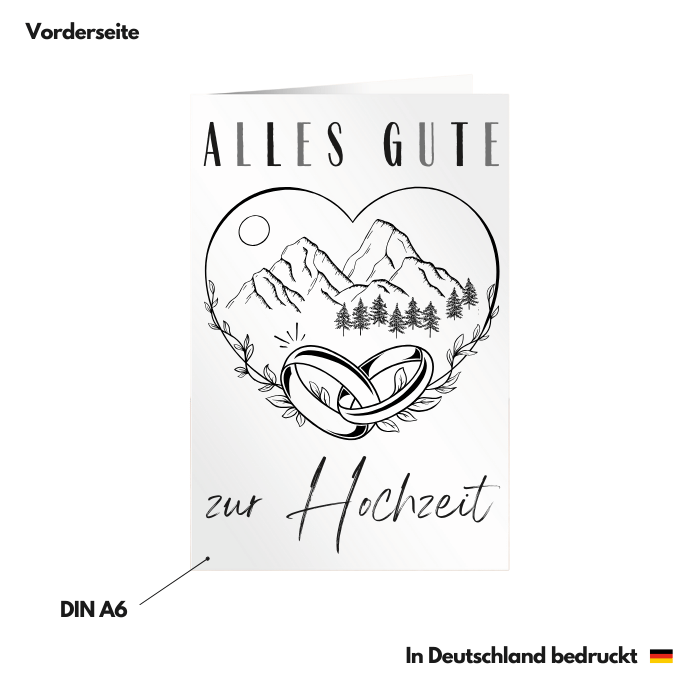 Glückwunschkarte Hochzeit "Berge" Vorderseite