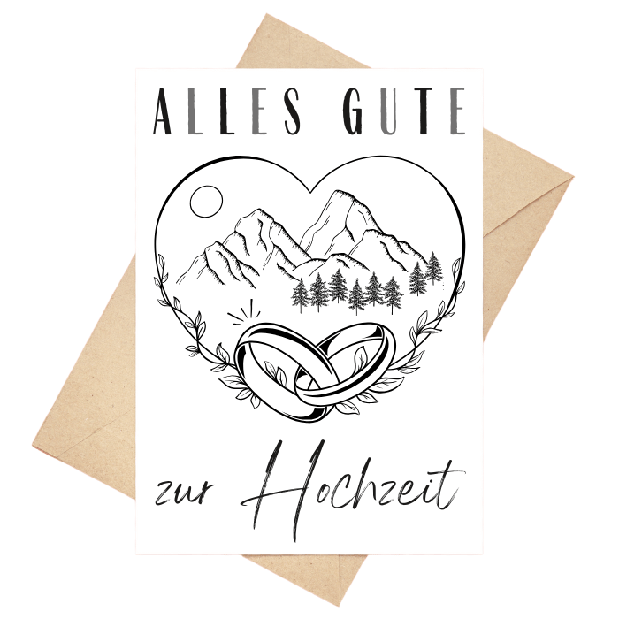 Glückwunschkarte Hochzeit "Berge"