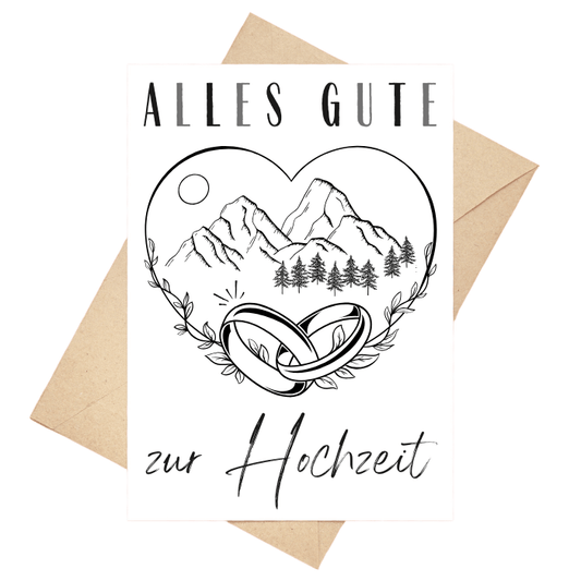 Glückwunschkarte Hochzeit "Berge"