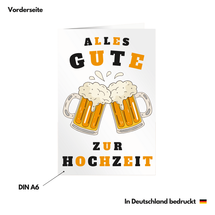 Hochzeitskarte Glückwunschkarter zur Hochzeit "Bier" Vorderseite