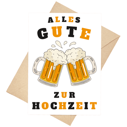 Hochzeitskarte Glückwunschkarter zur Hochzeit "Bier"