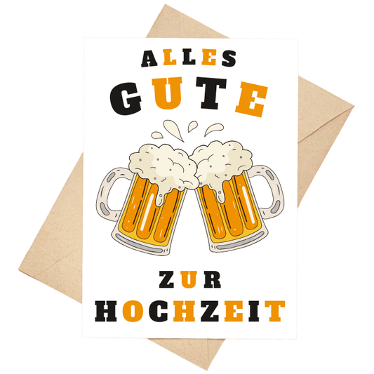 Hochzeitskarte Glückwunschkarter zur Hochzeit "Bier"