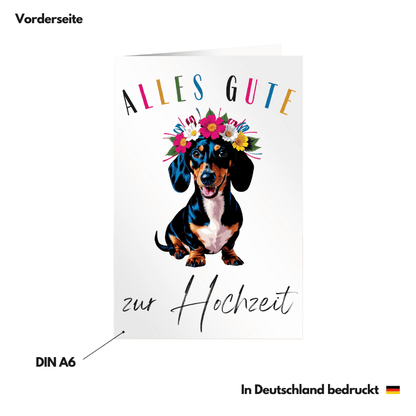 Hochzeitskarte "Dackel" Vorderseite