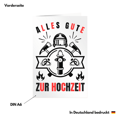 Hochzeitskarte Glückwunschkarte "Feuerwehr" Vorderseite