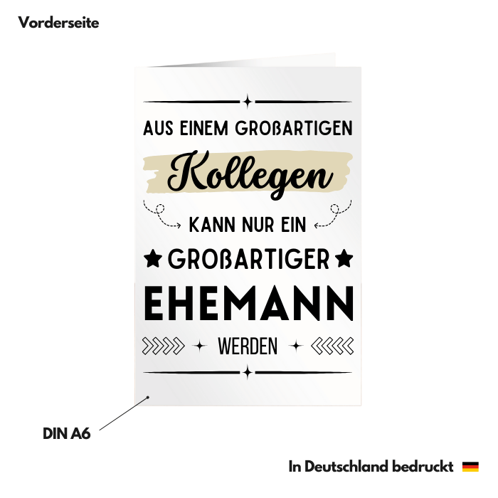 Hochzeitskarte Glückwunschkarte "Kollege" Vorderseite