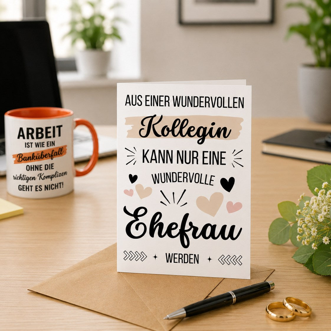 Hochzeitskarte Kollegin Büro