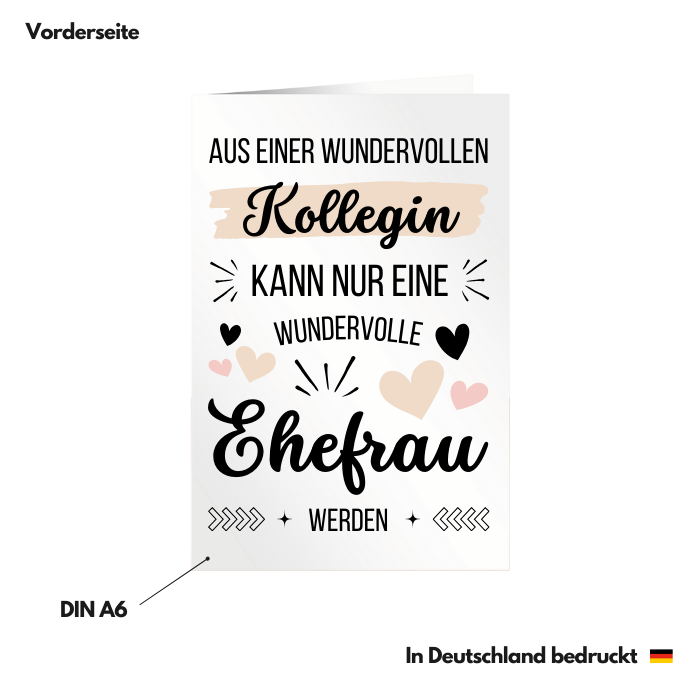 Hochzeitskarte Glückwunschkarte "Kollegin" Vorderseite