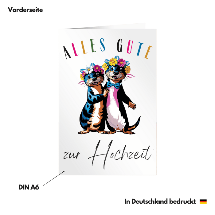 Hochzeitskarte "Otter" Vorderseite