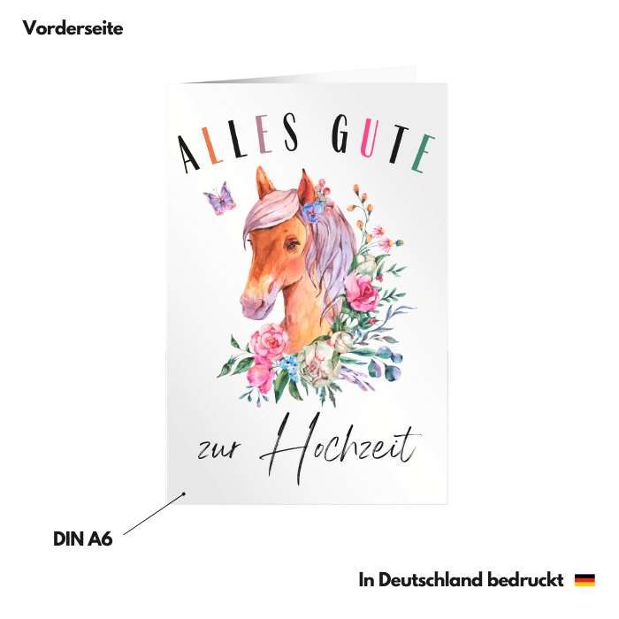Hochzeitskarte Pferd Vorderseite