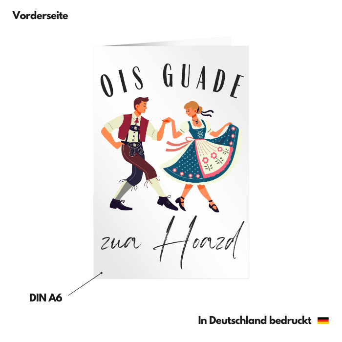 Glückwunschkarte Hochzeit "Bayrisch" Vorderseite