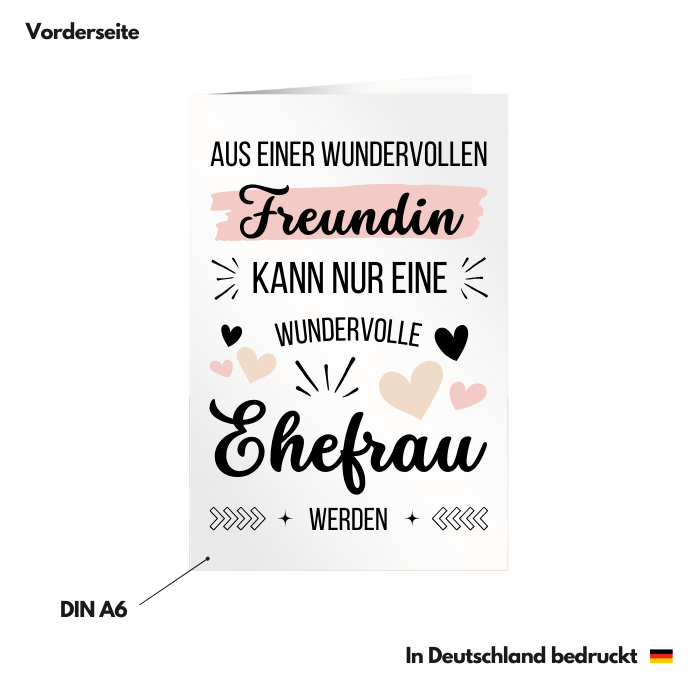 Hochzeitskarte "Beste Freundin" Vorderseite