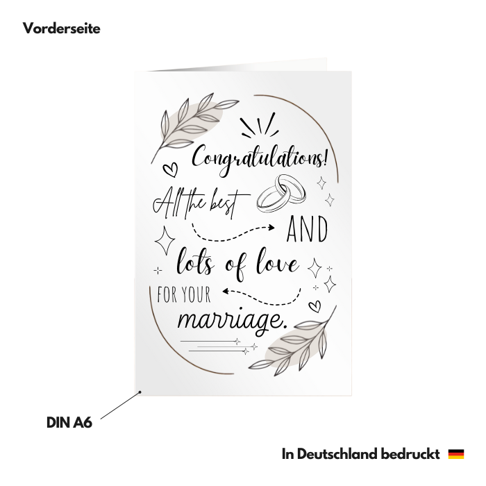 Hochzeitskarte auf Englisch Vorderseite