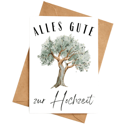 Hochzeitskarte mit Olivenbaum – Symbol für Liebe und Beständigkeit –  Palanemo