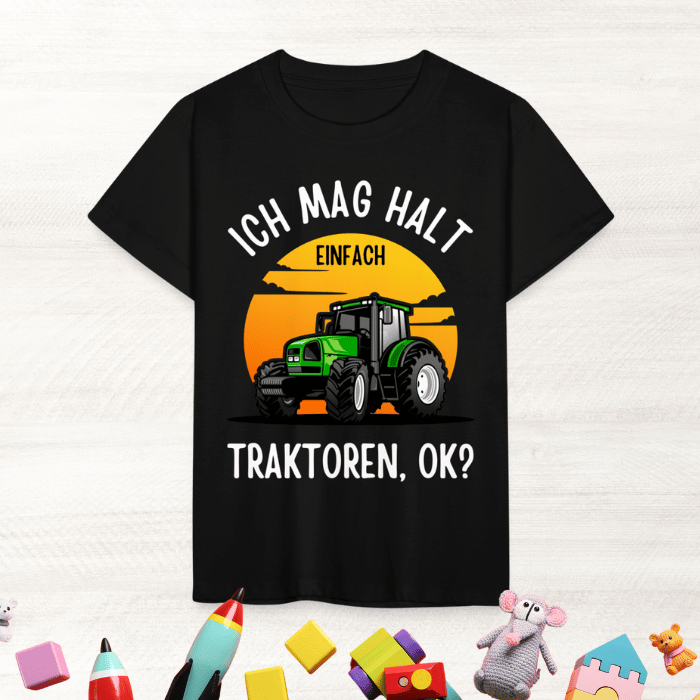 Kinder T-Shirt "Ich mag halt einfach Traktoren, ok?"