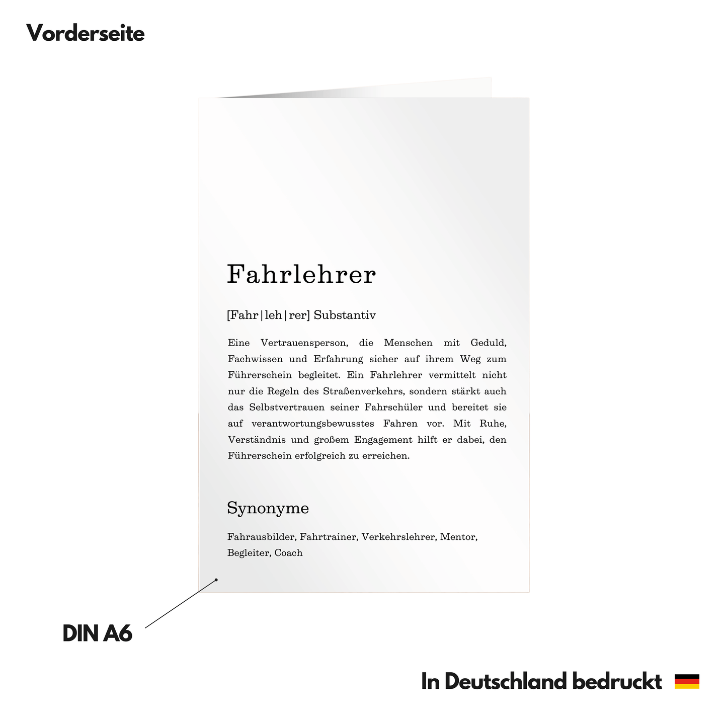 Karte Fahrlehrer Definition Vorderseite