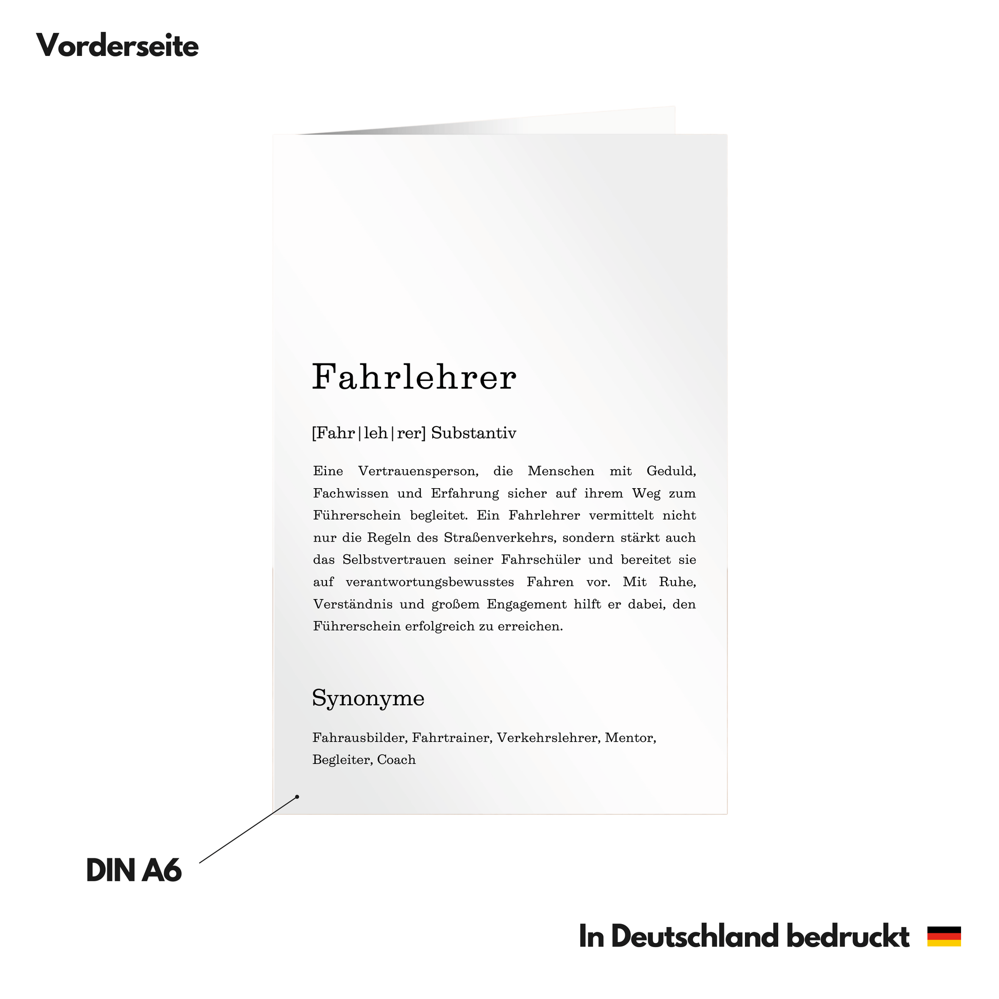 Karte Fahrlehrer Definition Vorderseite