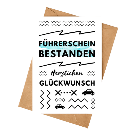 Glückwunschkarte Führerschein bestanden (Autos)