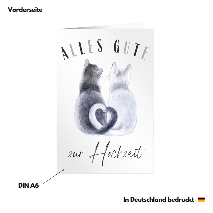 Hochzeitskarte Glückwunschkarte Hochzeit Katzen Vorderseite