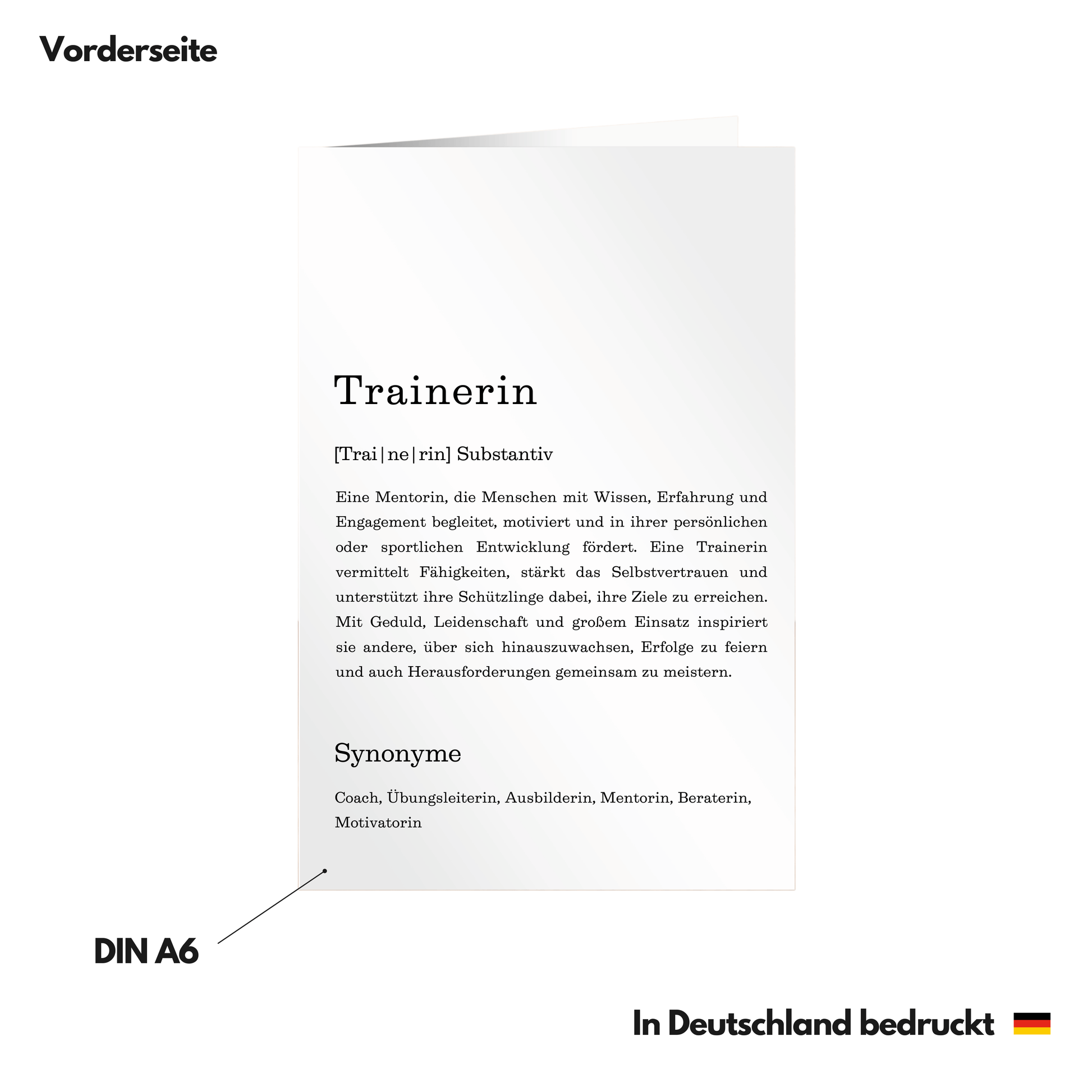 Karte "Trainerin" (Definition) Vorderseite