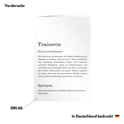 Karte "Trainerin" (Definition) Vorderseite