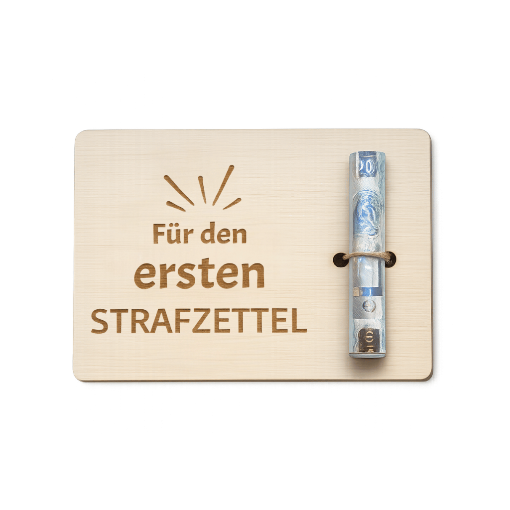 Holz Karte "Führerschein bestanden" lustiges Geldgeschenk