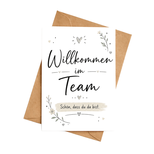 Karte "Willkommen im Team - Schön, dass du da bist"