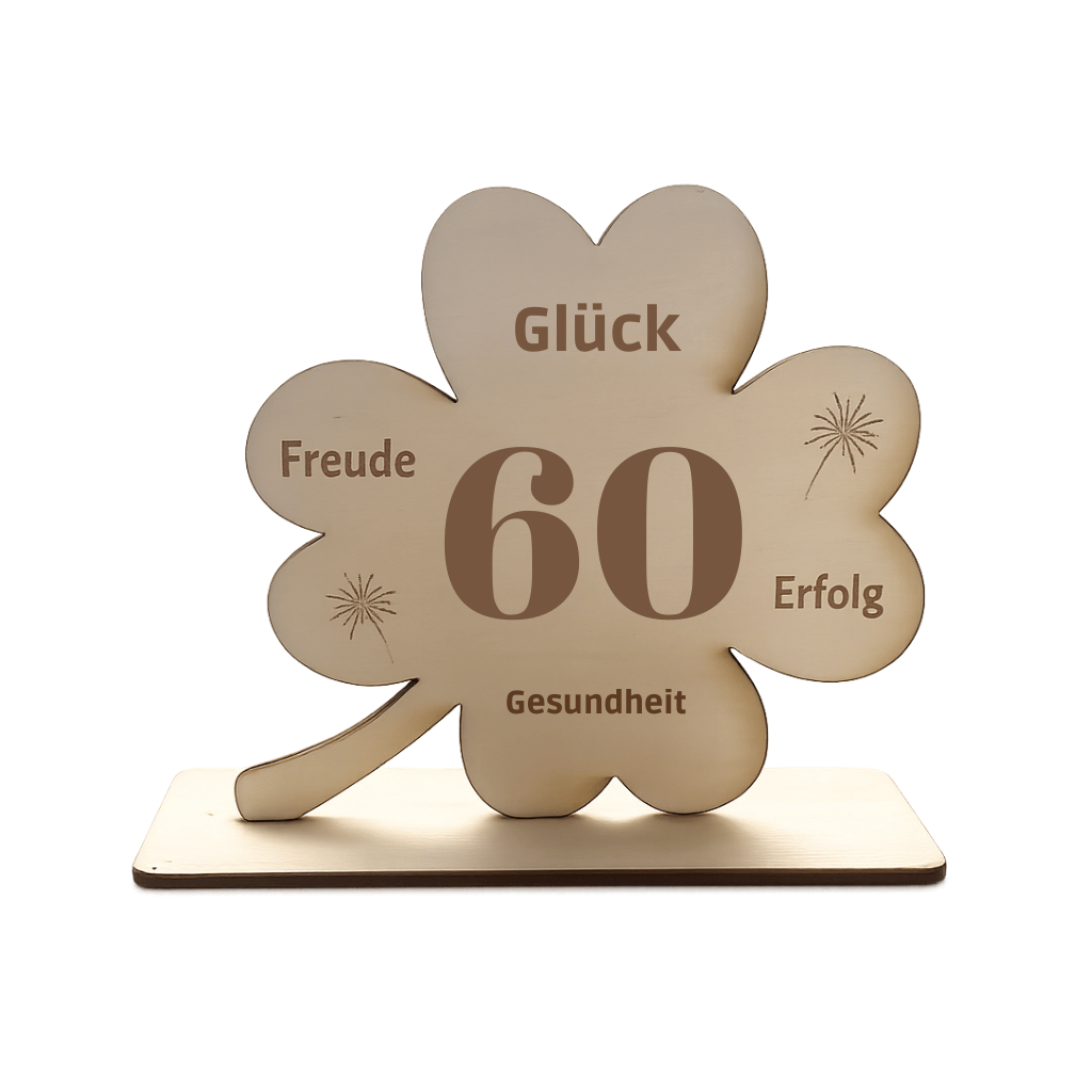 Holz Kleeblatt "60. Geburtstag"