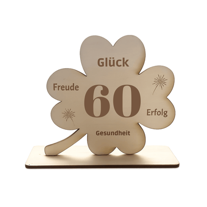Holz Kleeblatt "60. Geburtstag"